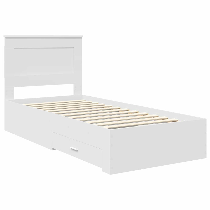Ramka łóżka Białe i srebro 75 x 190 cm Materiał drewnopochodny