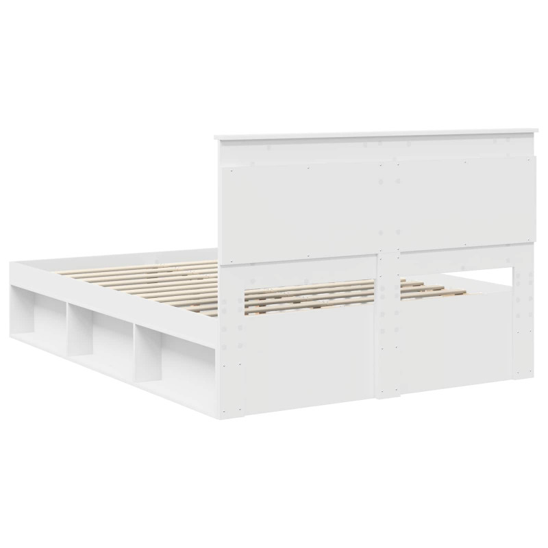 Ramka łóżka Z zagłówkiem Biały 140 x 190 cm Lite drewno sosnowe