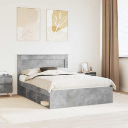 Ramka łóżka Betonowy 140 x 190 cm Lite drewno sosnowe