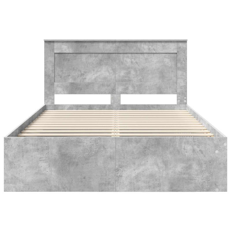 Ramka łóżka Betonowy 140 x 190 cm Lite drewno sosnowe