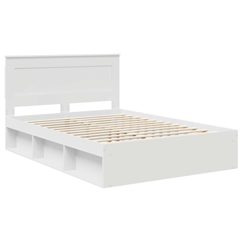 Ramka łóżka Z zagłówkiem Biały 140 x 200 cm Lite drewno sosnowe