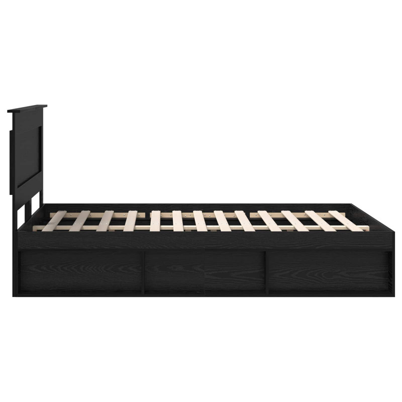 Ramka łóżka Czarny 140 x 190 cm Lite drewno sosnowe