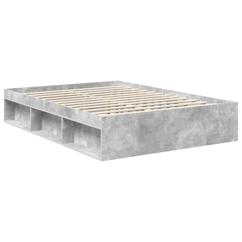 Ramka łóżka Betonowy 140 x 200 cm Lite drewno sosnowe