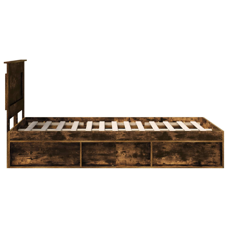 Ramka łóżka Dąb wędzony 135 x 190 cm Lite drewno sosnowe