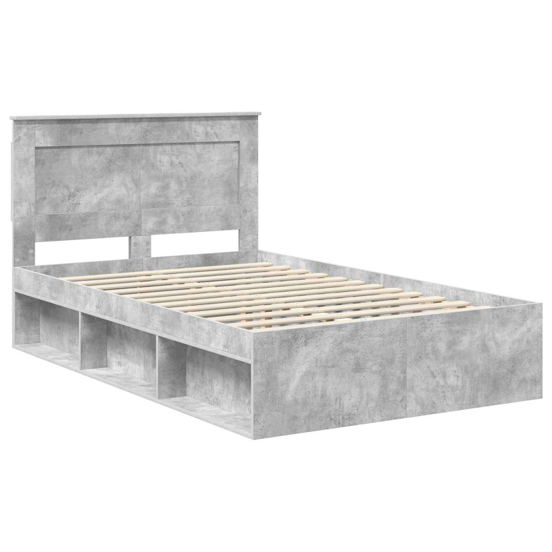 Ramka łóżka Betonowy 120 x 190 cm Lite drewno sosnowe