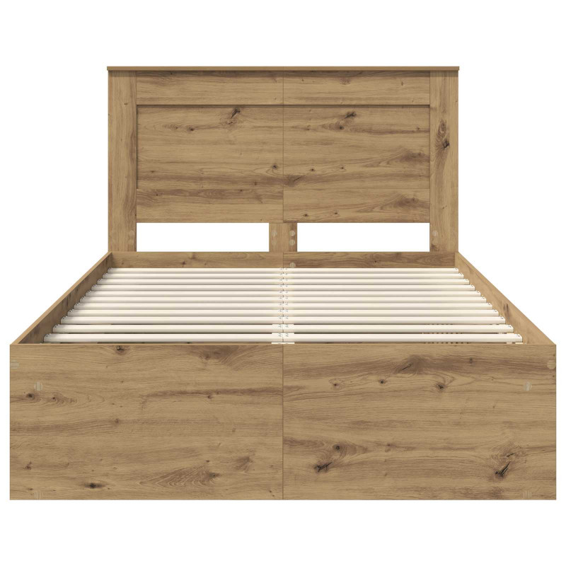 Ramka łóżka Dąb rzemieślniczy 120 x 190 cm Lite drewno sosnowe