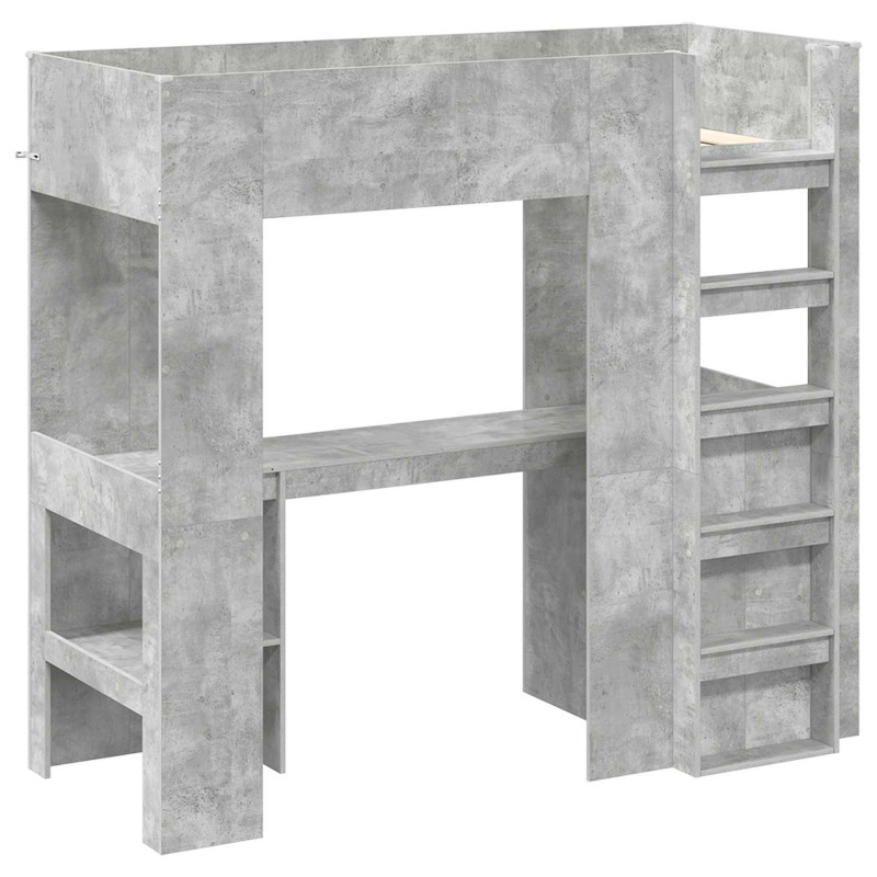 Rama łóżka piętrowego z biurkiem Betonowy szary 75 x 190 cm