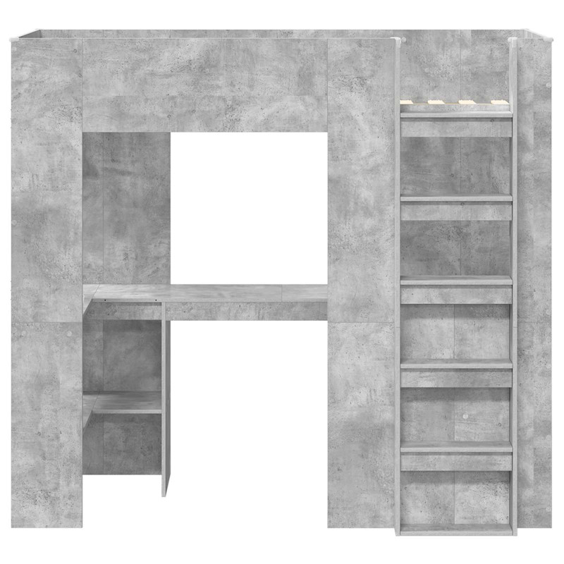 Rama łóżka piętrowego z biurkiem Betonowy szary 75 x 190 cm