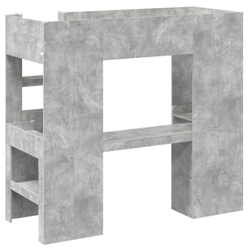 Rama łóżka piętrowego z biurkiem Betonowy szary 75 x 190 cm