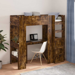 Rama łóżka piętrowego z biurkiem Dąb wędzony 75 x 190 cm