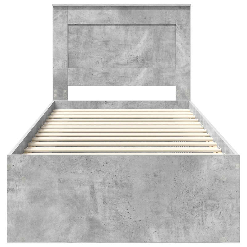 Ramka łóżka Szary beton 100 x 200 cm Lite drewno sosnowe