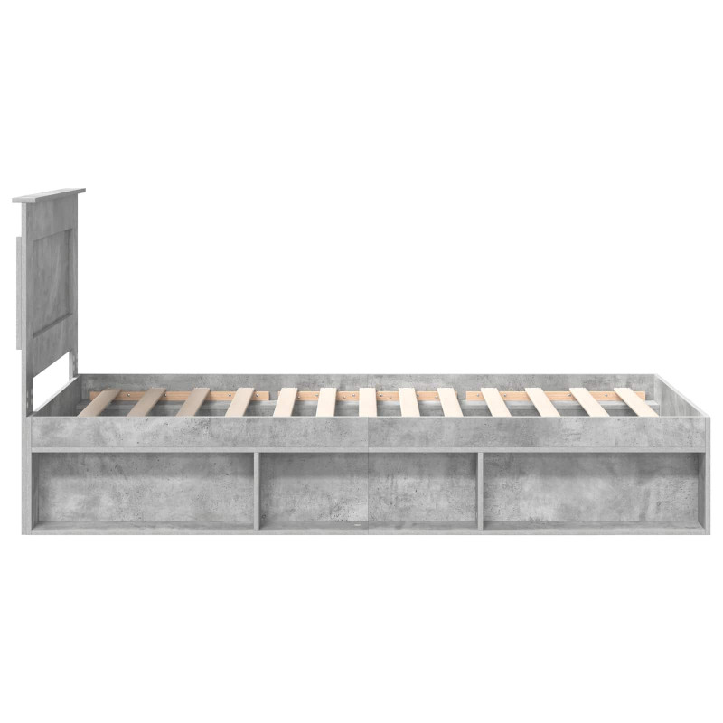 Ramka łóżka Szary beton 100 x 200 cm Lite drewno sosnowe
