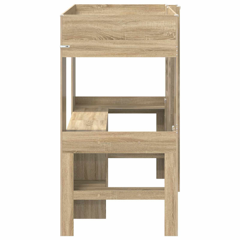 Rama łóżka piętrowego z biurkiem Dąb Sonoma 90 x 190 cm