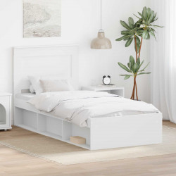 Ramka łóżka Z zagłówkiem Biały 90 x 190 cm Lite drewno sosnowe