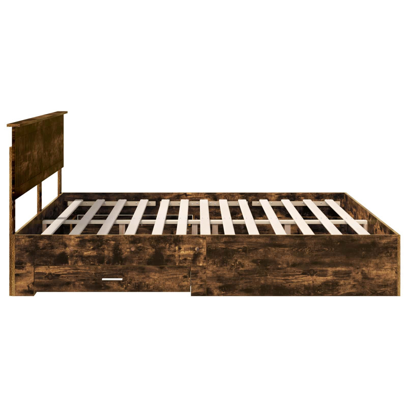 Ramka łóżka Dąb wędzony 200 x 200 cm Materiał drewnopochodny