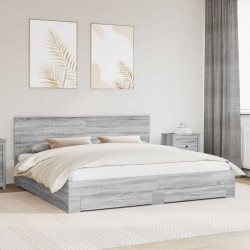 Ramka łóżka Szary Sonoma 200 x 200 cm Materiał drewnopochodny