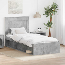 Ramka łóżka Betonowy 90 x 200 cm Lite drewno sosnowe