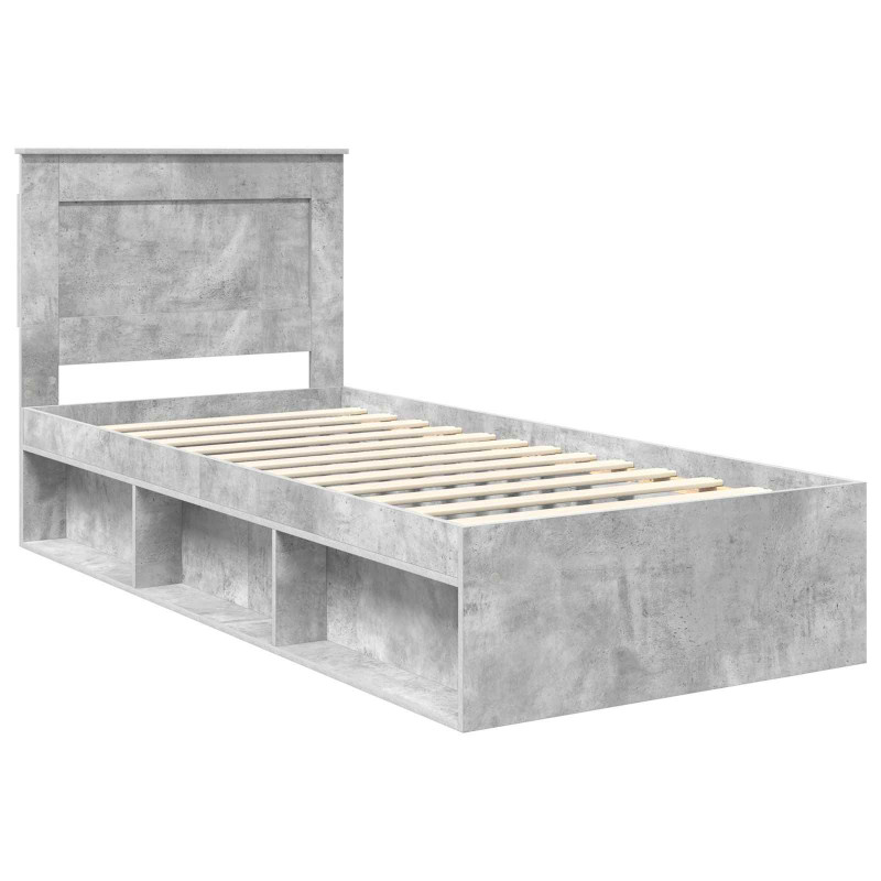 Ramka łóżka Betonowy 90 x 200 cm Lite drewno sosnowe