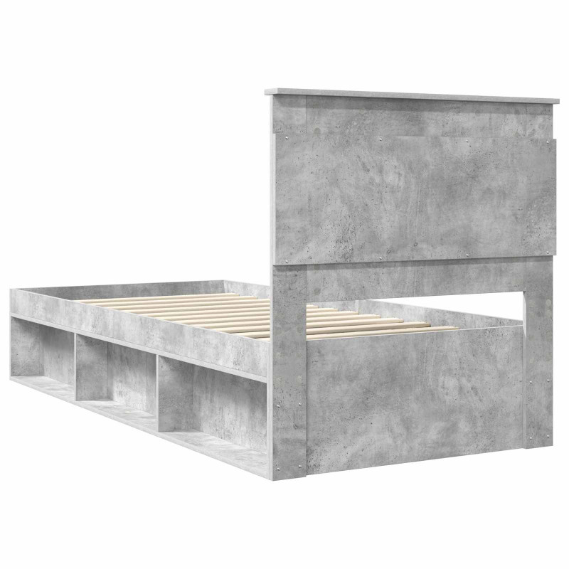 Ramka łóżka Betonowy 90 x 200 cm Lite drewno sosnowe