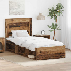 Ramka łóżka Stare drewno 90 x 200 cm Lite drewno sosnowe