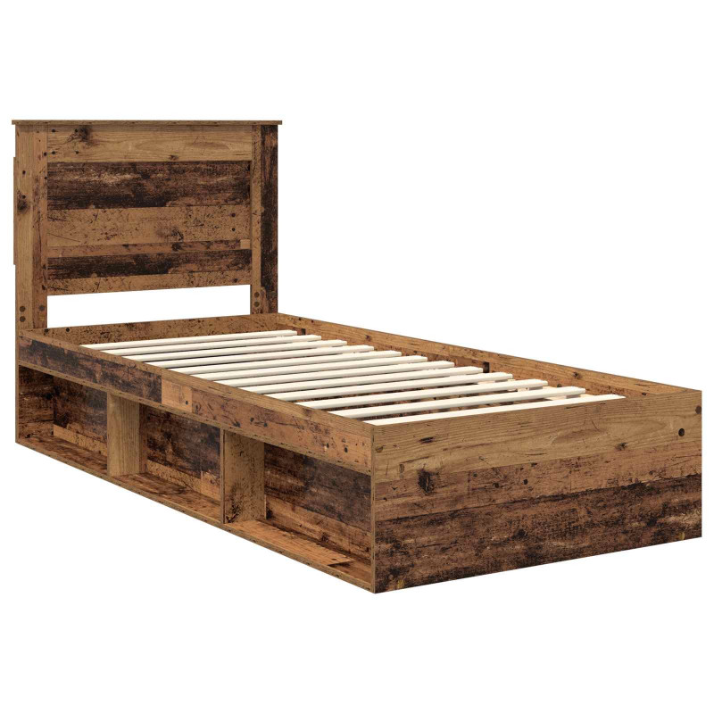 Ramka łóżka Stare drewno 90 x 200 cm Lite drewno sosnowe