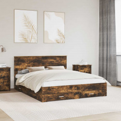 Ramka łóżka Dąb wędzony 160 x 200 cm Materiał drewnopochodny