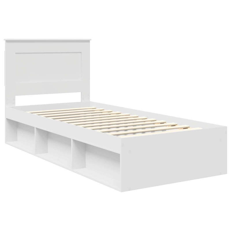 Ramka łóżka Z zagłówkiem Biały 75 x 190 cm Lite drewno sosnowe