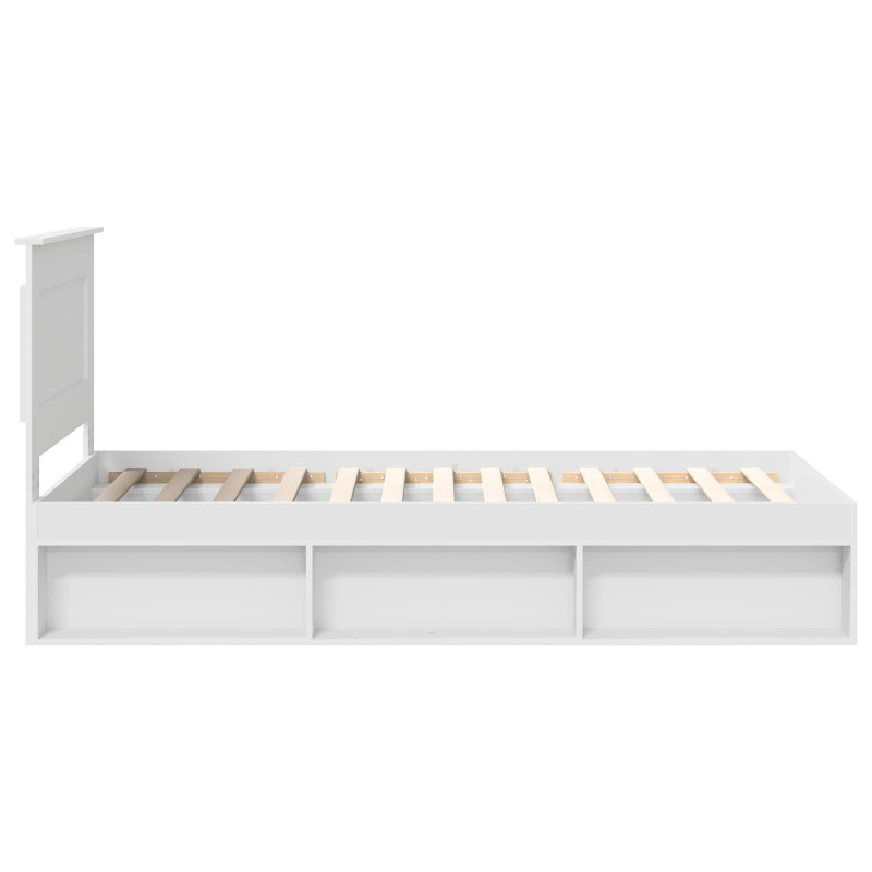 Ramka łóżka Z zagłówkiem Biały 75 x 190 cm Lite drewno sosnowe