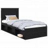Ramka łóżka Z zagłówkiem Czarny 75 x 190 cm Lite drewno sosnowe