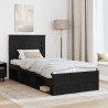 Ramka łóżka Z zagłówkiem Czarny 75 x 190 cm Lite drewno sosnowe