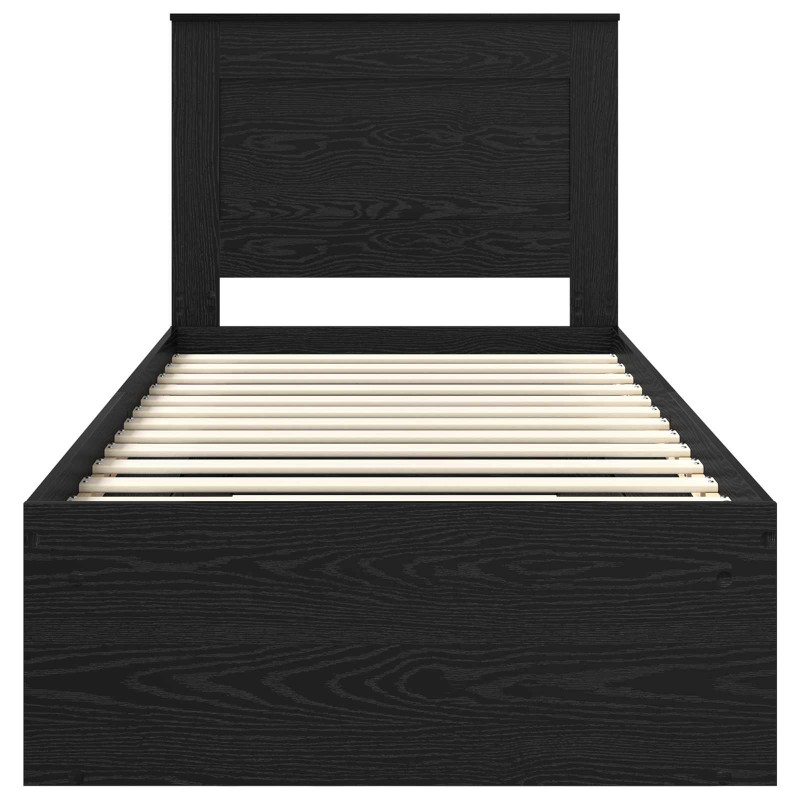 Ramka łóżka Z zagłówkiem Czarny 75 x 190 cm Lite drewno sosnowe