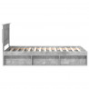 Ramka łóżka Szary beton 75 x 190 cm Lite drewno sosnowe