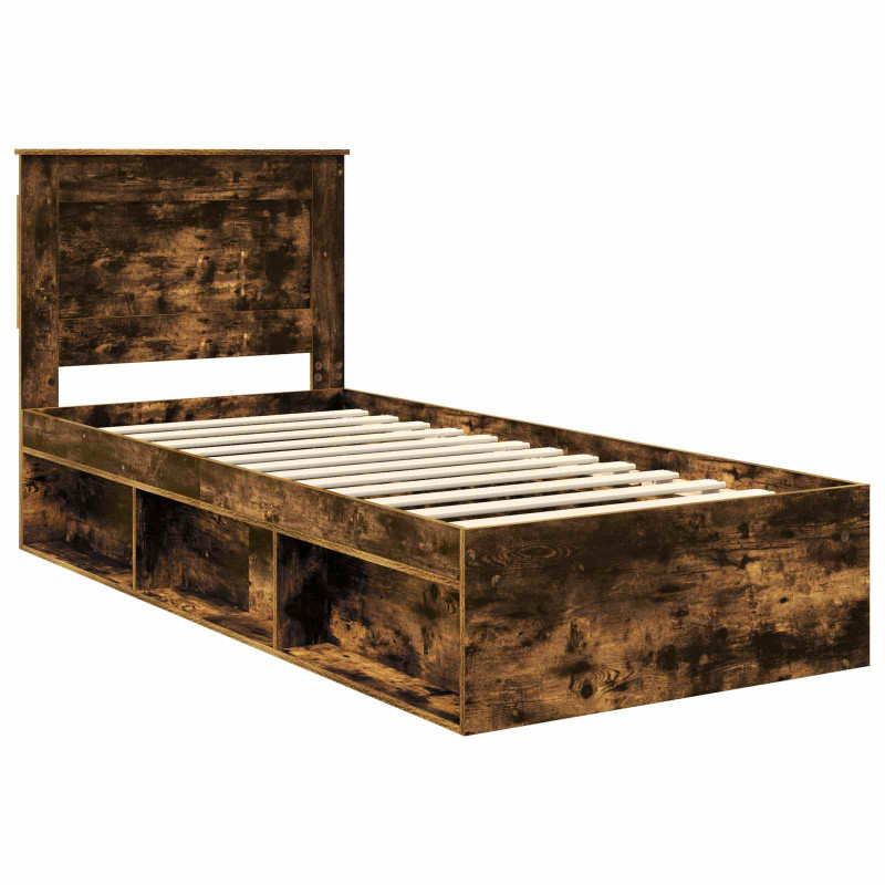 Ramka łóżka Dąb wędzony 75 x 190 cm Lite drewno sosnowe