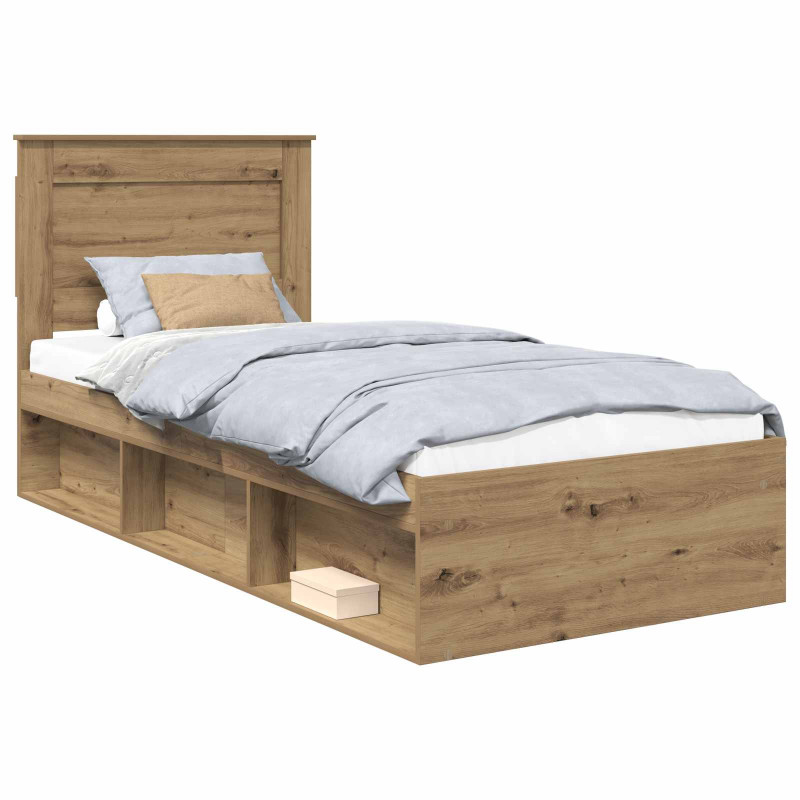 Ramka łóżka Dąb rzemieślniczy 75 x 190 cm Lite drewno sosnowe