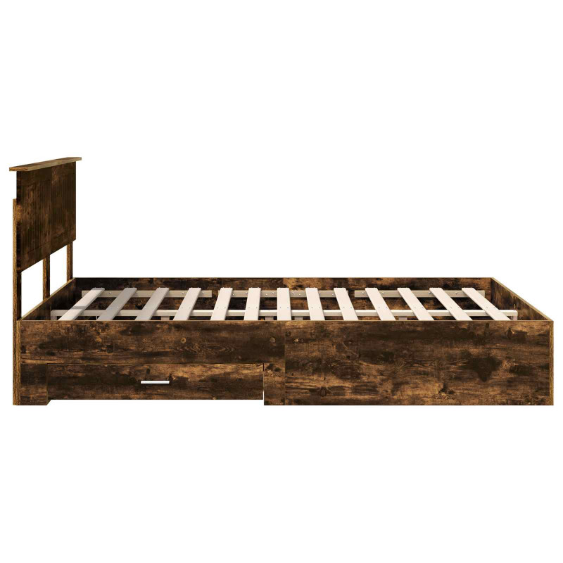 Ramka łóżka Dąb wędzony 140 x 200 cm Materiał drewnopochodny