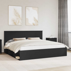 Ramka łóżka Czarny 200 x 200 cm Lite drewno sosnowe