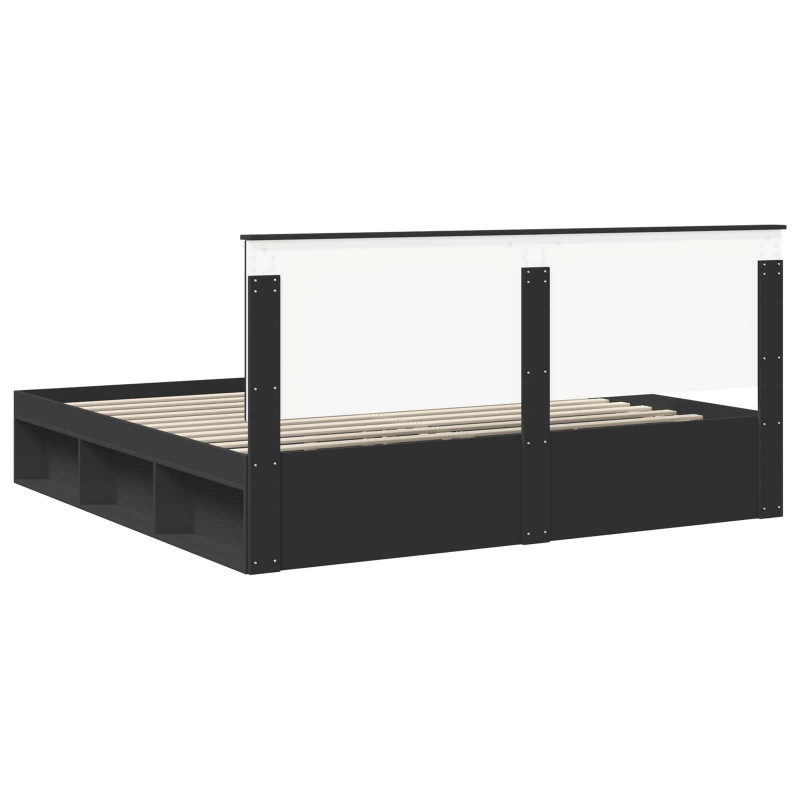 Ramka łóżka Czarny 200 x 200 cm Lite drewno sosnowe