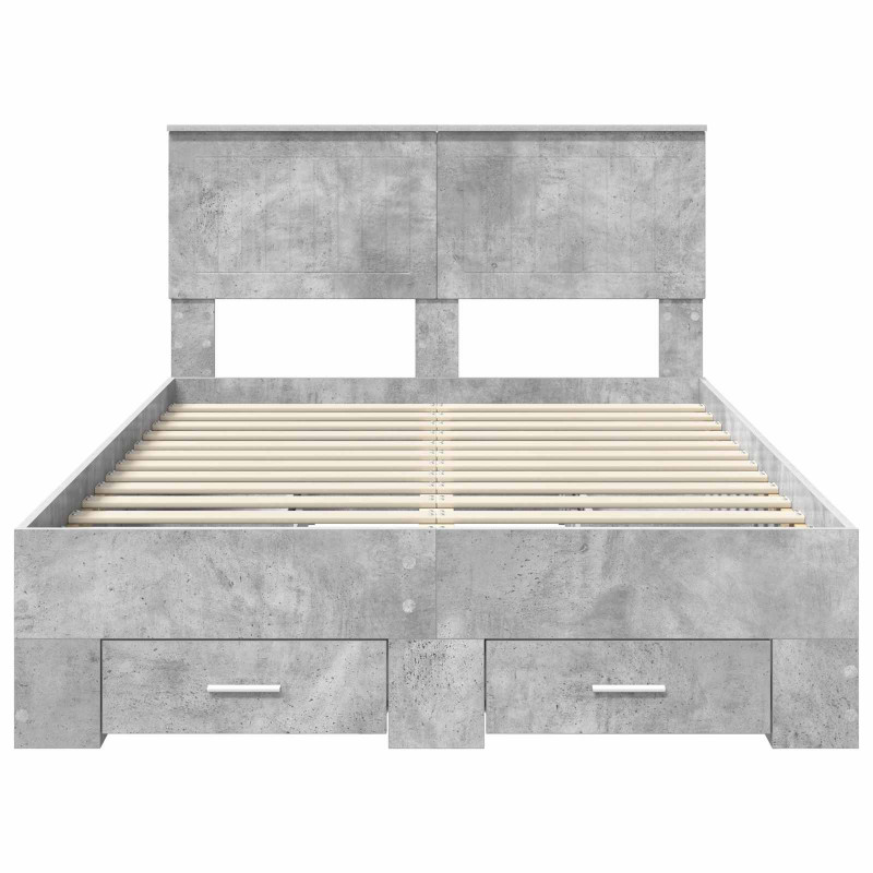 Ramka łóżka Betonowy szary 120 x 200 cm Materiał drewnopochodny