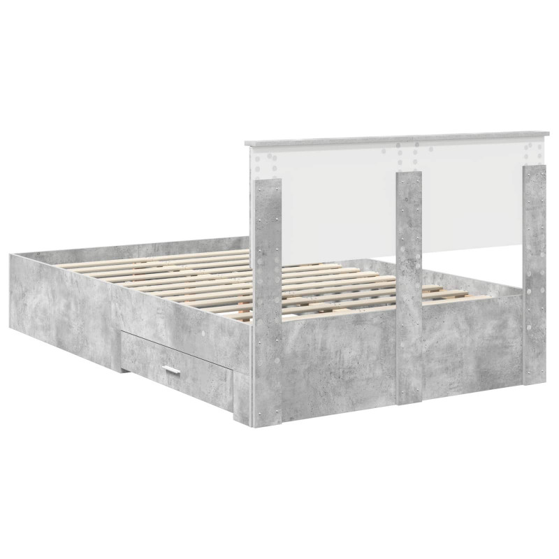Ramka łóżka Betonowy szary 120 x 200 cm Materiał drewnopochodny