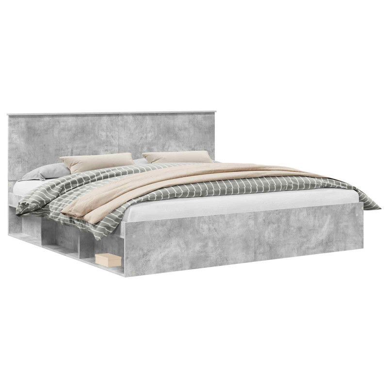 Ramka łóżka Betonowy 200 x 200 cm Lite drewno sosnowe
