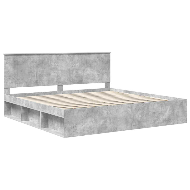 Ramka łóżka Betonowy 200 x 200 cm Lite drewno sosnowe