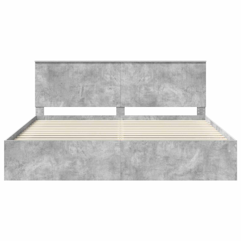 Ramka łóżka Betonowy 200 x 200 cm Lite drewno sosnowe
