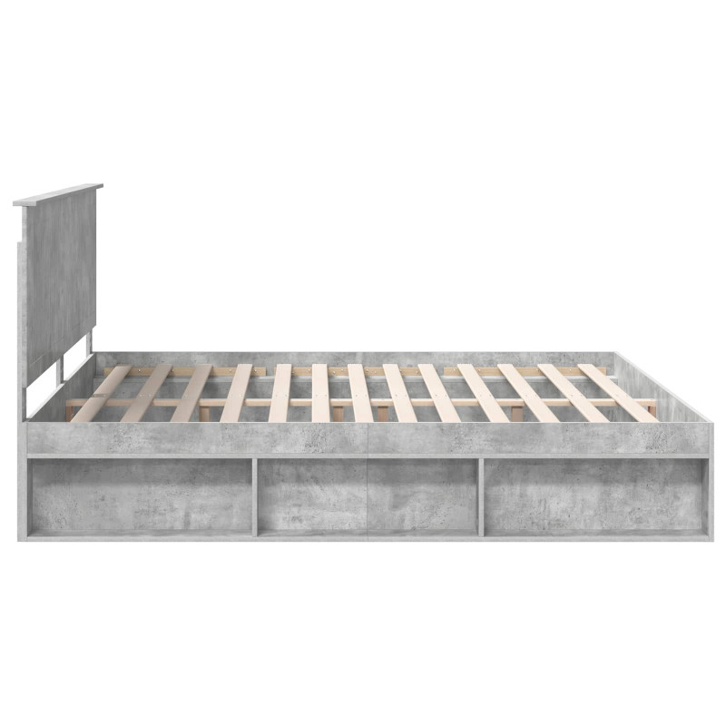 Ramka łóżka Betonowy 200 x 200 cm Lite drewno sosnowe