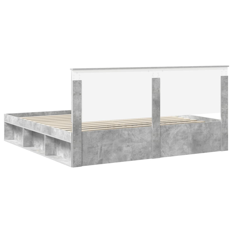 Ramka łóżka Betonowy 200 x 200 cm Lite drewno sosnowe