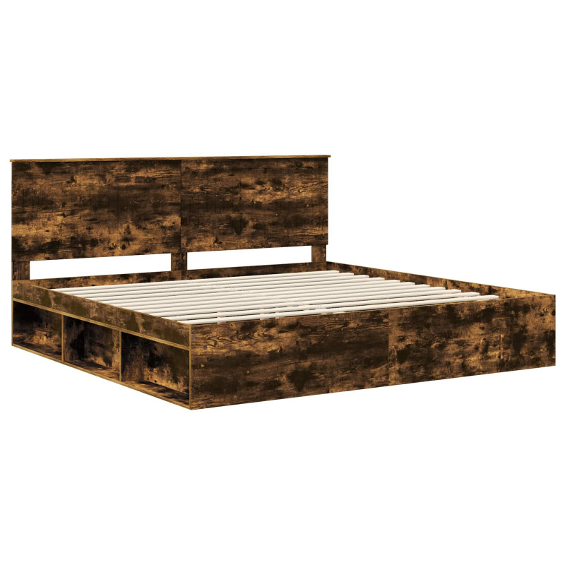 Ramka łóżka Dąb wędzony 200 x 200 cm Lite drewno sosnowe