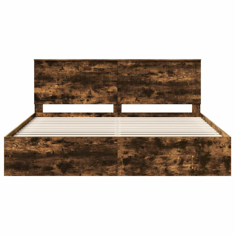 Ramka łóżka Dąb wędzony 200 x 200 cm Lite drewno sosnowe