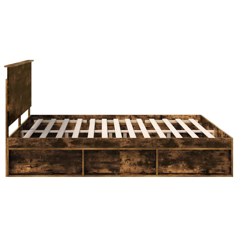Ramka łóżka Dąb wędzony 200 x 200 cm Lite drewno sosnowe