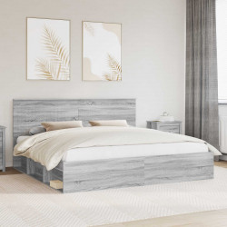 Ramka łóżka Szary Sonoma 200 x 200 cm Lite drewno sosnowe