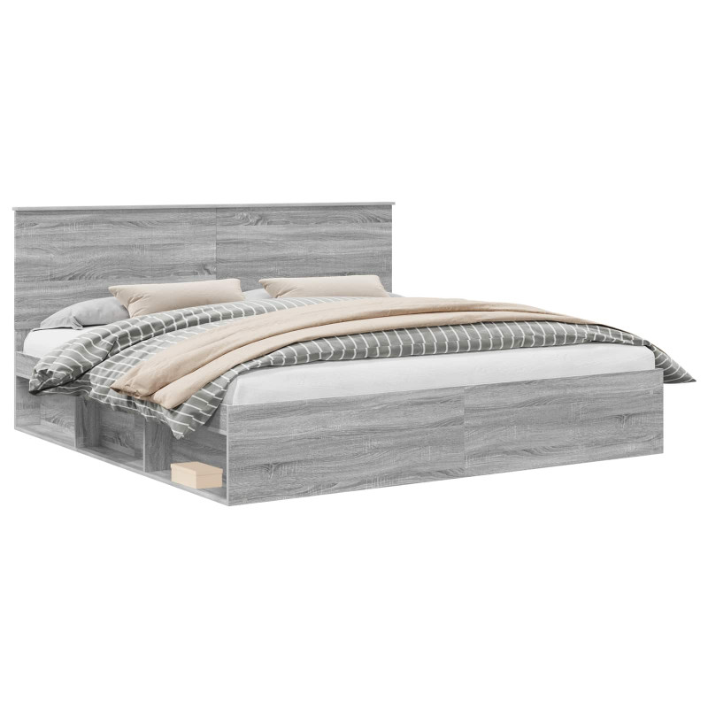 Ramka łóżka Szary Sonoma 200 x 200 cm Lite drewno sosnowe