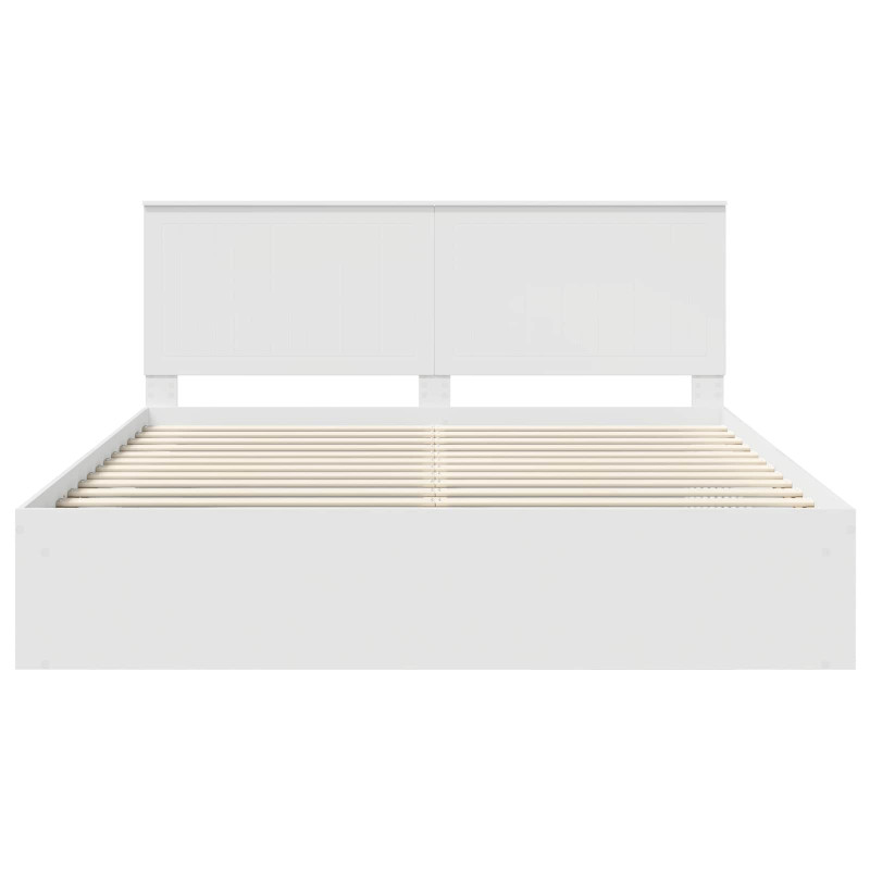 Ramka łóżka Z zagłówkiem Biały 180 x 200 cm Lite drewno sosnowe